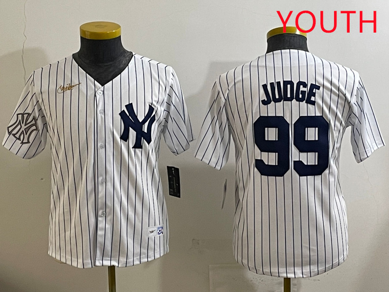 Youth New York Yankees 99 Judge White 2025 Nike MLB jersey style 3